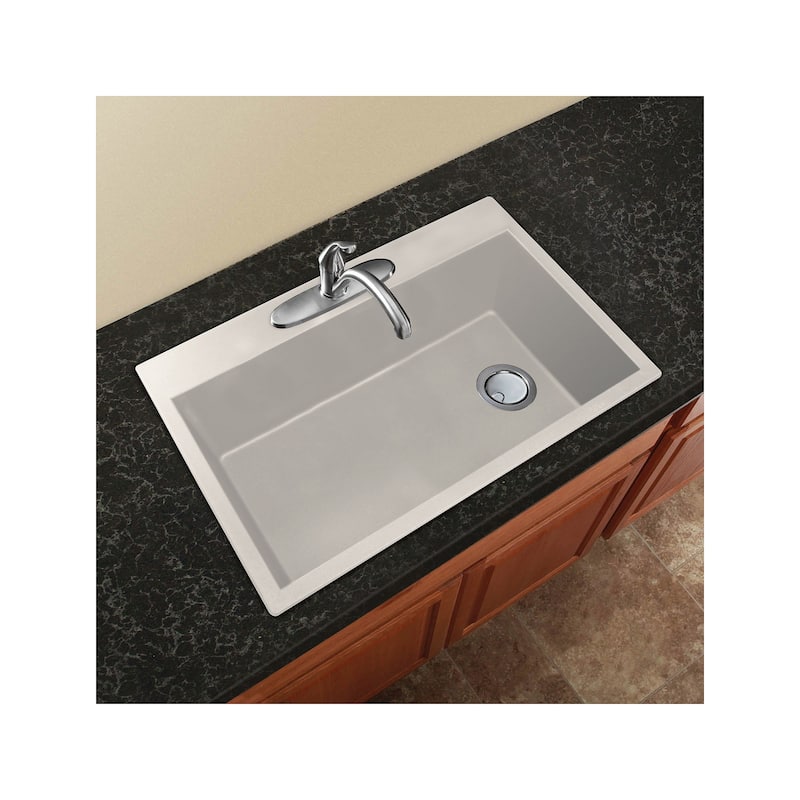 Transolid Radius 33in x 22in silQ Granite Drop-in Single Bowl Kitchen Sink with 1 Pre-Drilled Faucet Hole