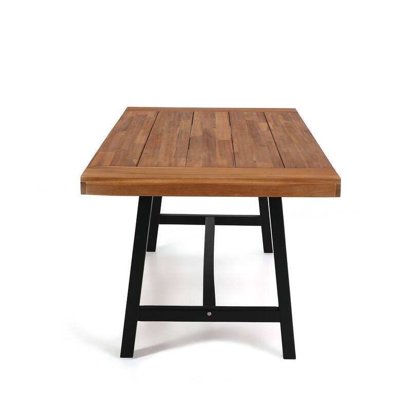 2-Piece Patio Wooden Dining Set，1 Wooden Table and 1 Wooden Bench