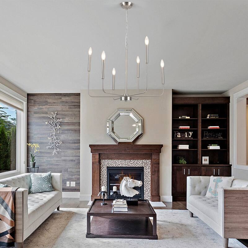 6-Light Candlestick Hanging Linear Chandelier Lighting Ceiling Light for Kitchen Island