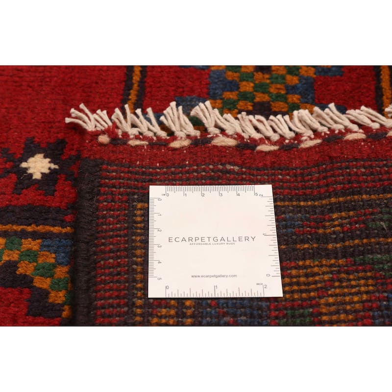 ECARPETGALLERY Hand-knotted Uzbek Kargahi Red Wool Rug - 8'1 x 11'8