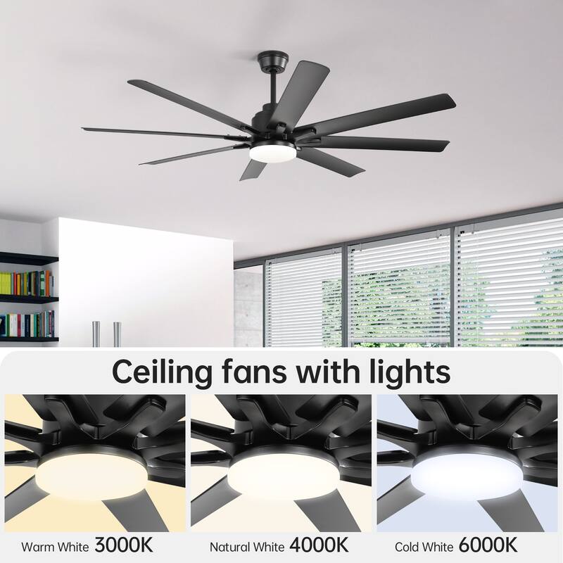 52" Indoor Noiseless Ceiling Fan with Integrated LED Light and Remote - 52 inches