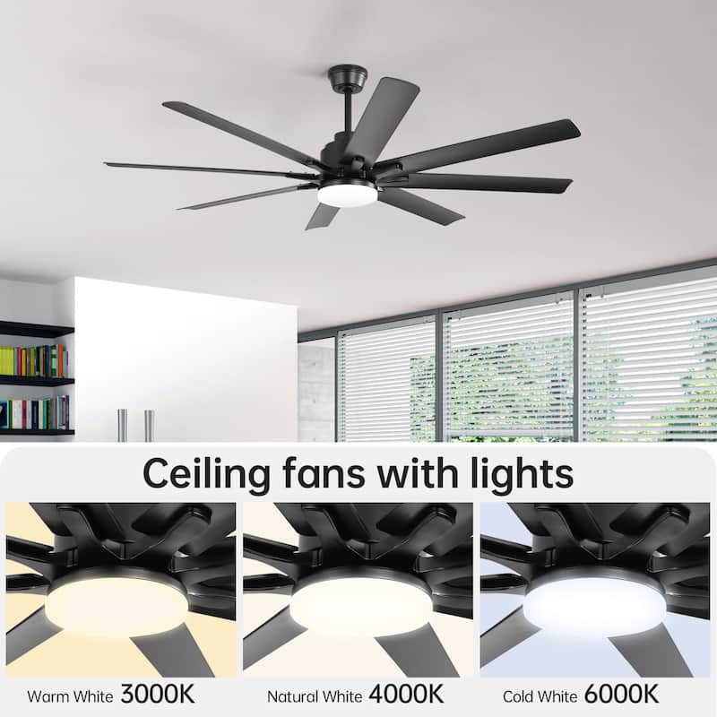 52 Inch Flush Mount Smart Ceiling Fan with Light, APP and Remote Control, Low Profile - 52 inch