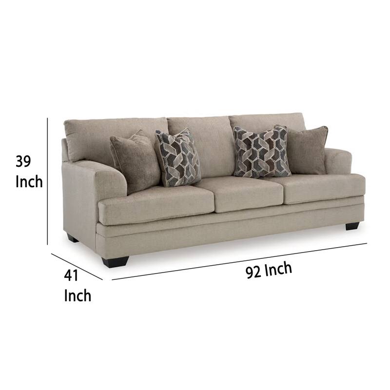 Ead Sofa, 4 Accent Pillows, Taupe Brown Polyester, Sag Resistant