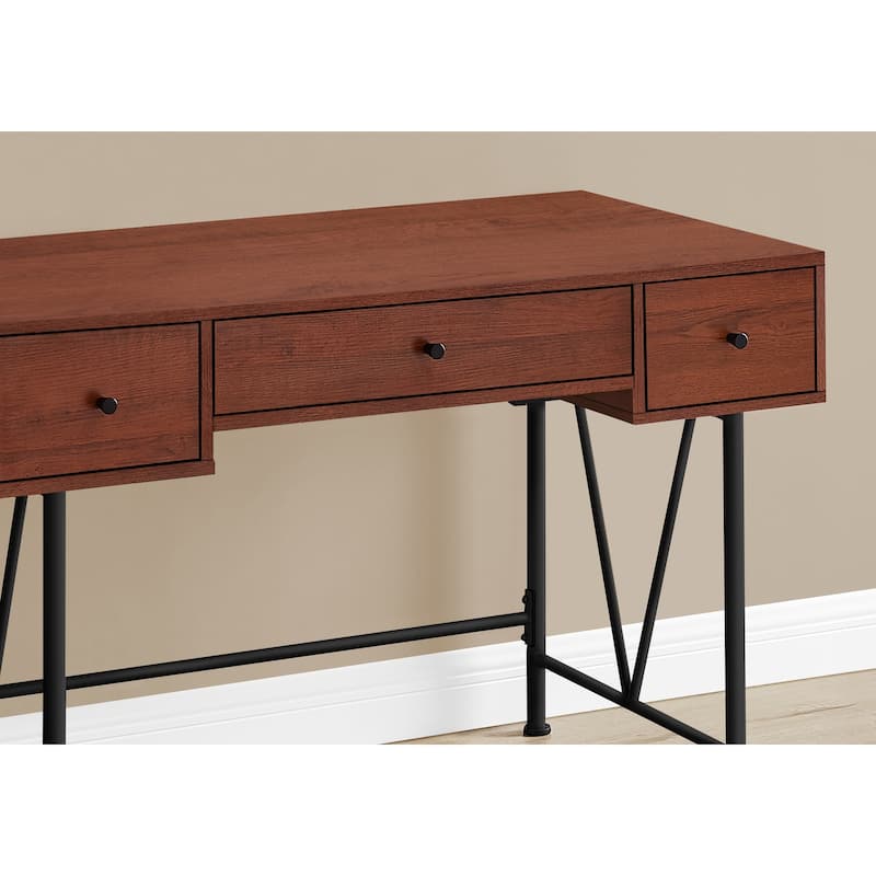 Modern 48" Computer Desk with 2 Side Storage Drawers and Metal Legs