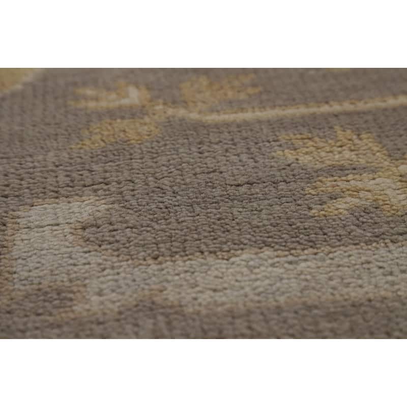 Grey Oushak Indian Area Rug Hand-Knotted Wool Carpet - 9'1" x 11'9"