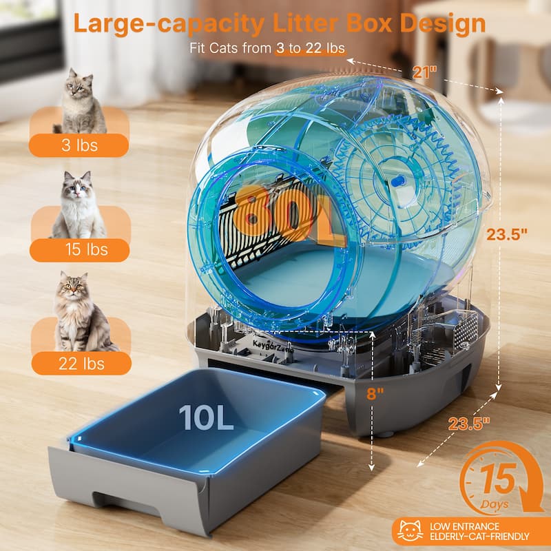 Automatic Self-Cleaning Cat Litter Box with Odor Control & App Control, White