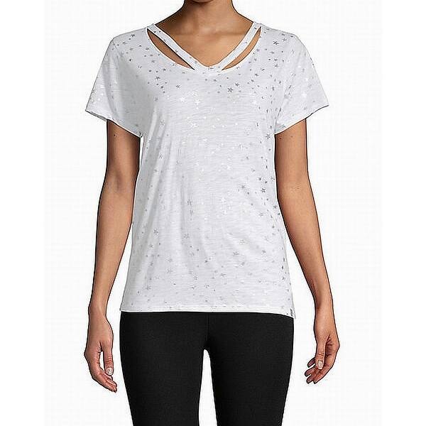 Shop Marc York Womens Large Star Print Cutout Knit Top Free