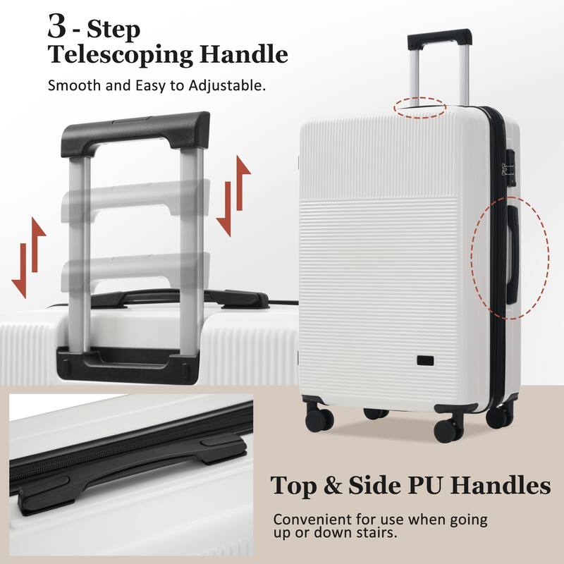 Luggage Sets 5 Piece with Half-opening, Hardside Carry On Suitcase Set with Double Spinner Wheel, with USB Port,TSA Locks