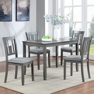 5 Piece Modern Dining Set, Rectangular Wooden Dining Table with 4 ...