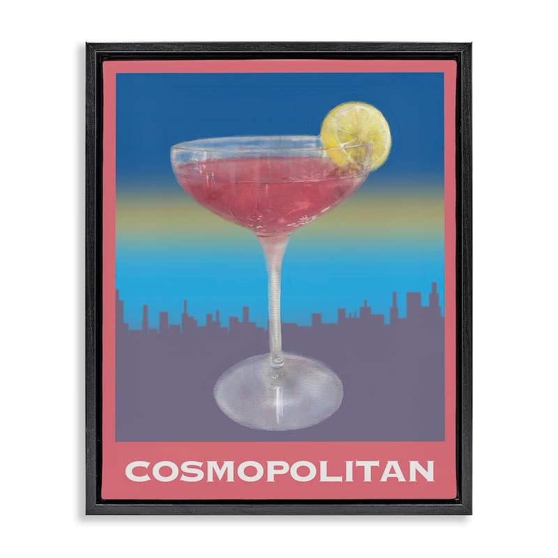 Stupell Cosmopolitan over Cityscape Framed Floater Canvas Wall Art Design By Matthew Piotrowicz - 17 x 21 - Black