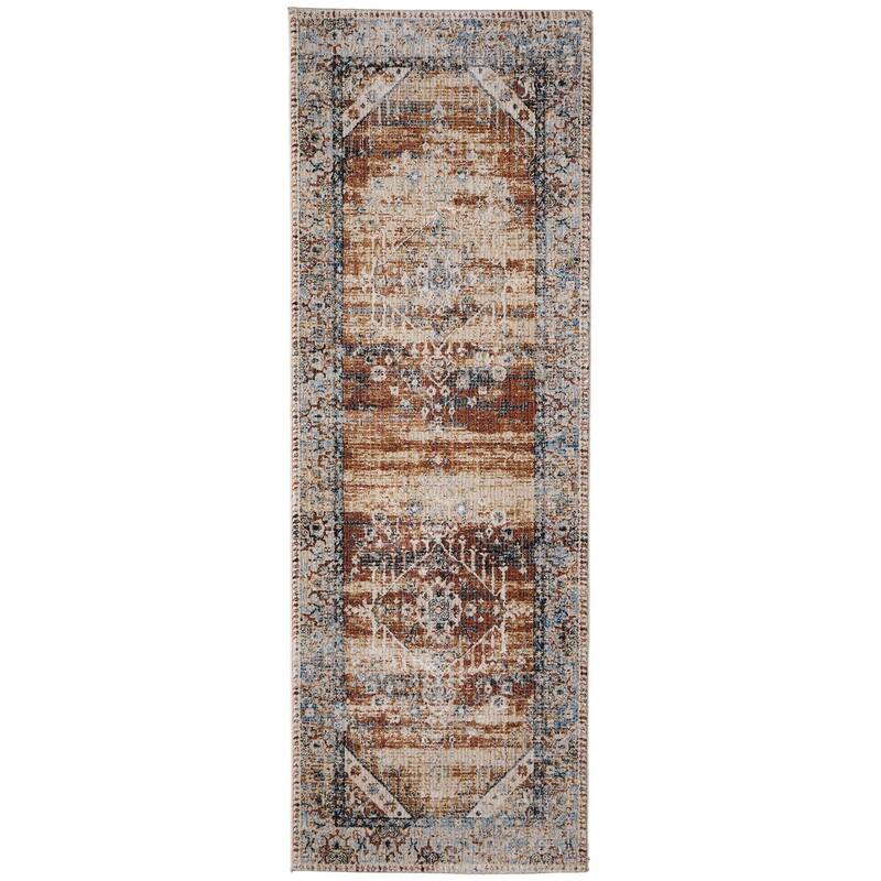 HomeRoots Abstract Bohemian Runner Area Rug - 87.00 in. x 30.00 in. x 0.47 in.