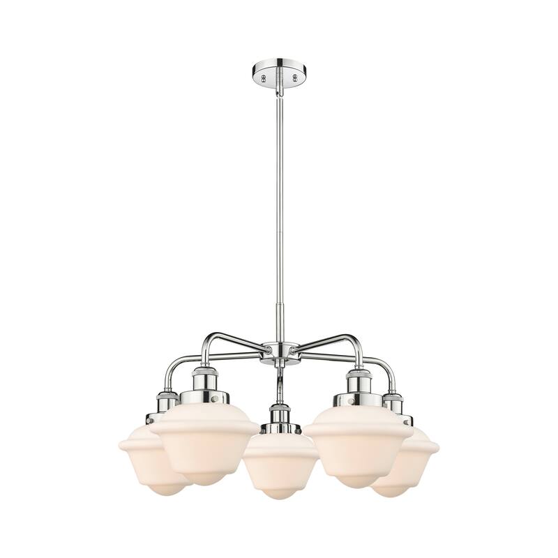 Innovations Lighting Oxford - 5 Light 25" Stem Hung Chandelier - Polished Chrome/Matte White