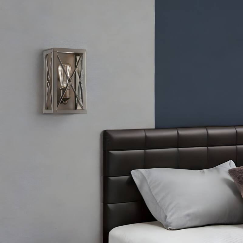 Steel Geometric Wall Sconce with Open Frame Dimmable, Hardwired - 4.5” x 5.5” x 10” (D x W x H)