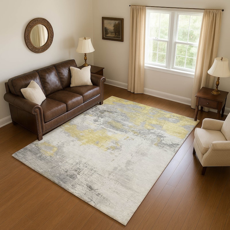 Premium Washable Super Soft Abstract Chic Mayfield Rug - Gold - 10' x 14'