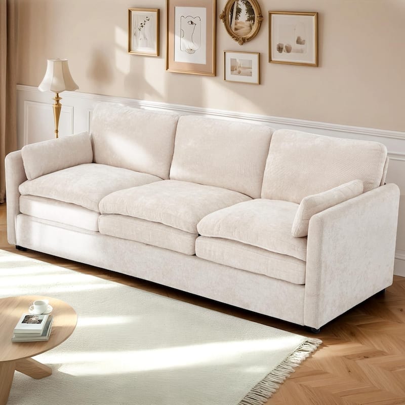 AECOJOY 89" Comfy Sofa Couch for Living Room, 3 Seats Large Modern Chenille Sofa with 2 Removable Pillow