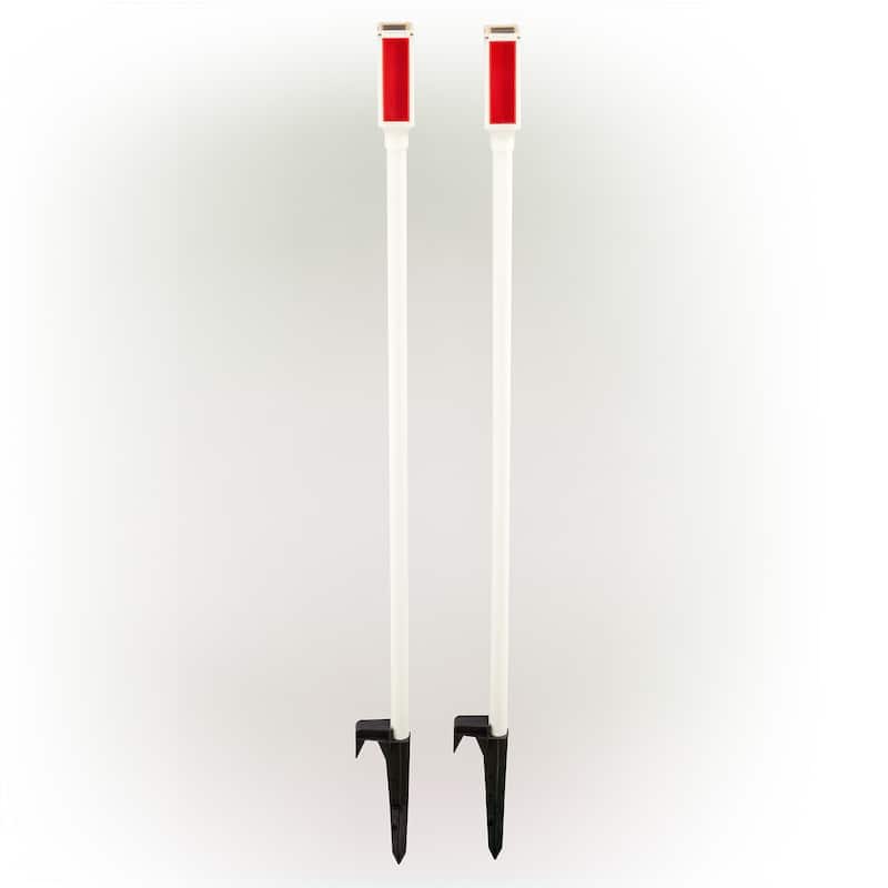 Alpine Corporation 43" Tall Outdoor Solar Powered Driveway Markers with Red LED Lights (Set of 2)