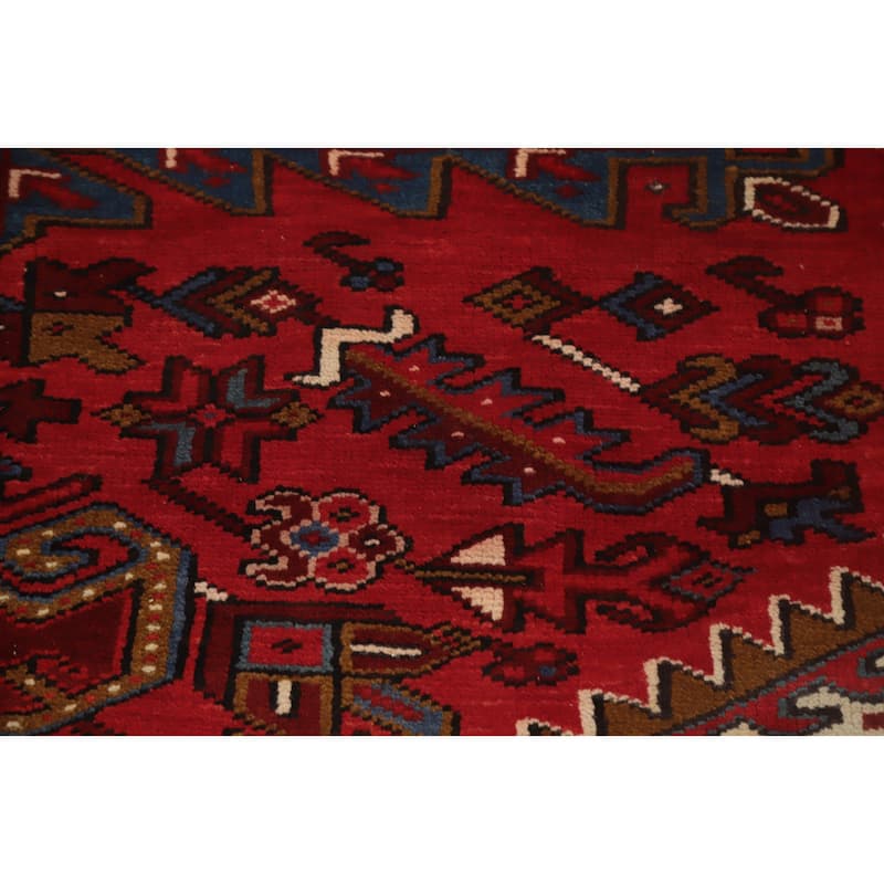 Hand Knotted Oriental 100% Wool Carpet Traditional Medallion Red Heriz Area Rug - 11' 0'' X 8' 2''