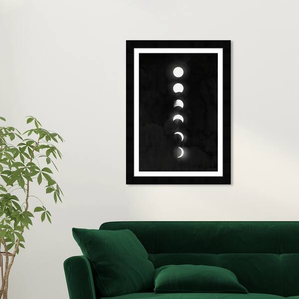 Wynwood Studio 'Moon Phases' Astronomy and Space Black Wall Art Framed