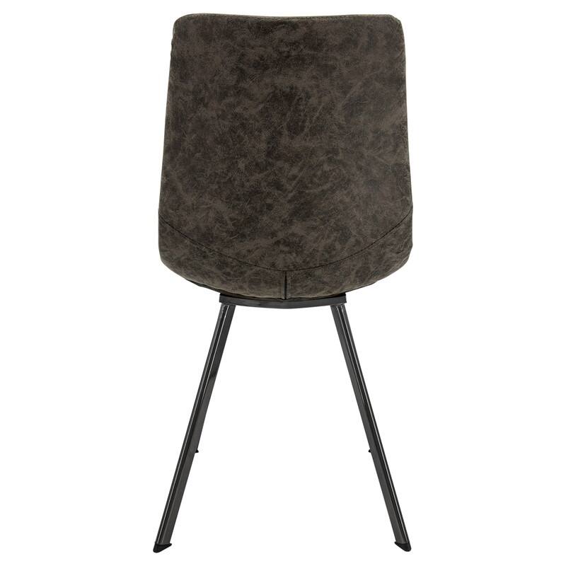 Markley Dining Chair with Leather Seat in Black Steel Legs, Scratch-Resistant, Ergonomic & Comfortable Modern Kitchen Chair