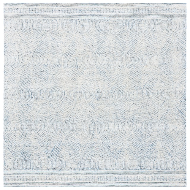 SAFAVIEH Handmade Abstract Zenzi Modern Wool Rug - 8' x 8' Square - Ivory/Blue