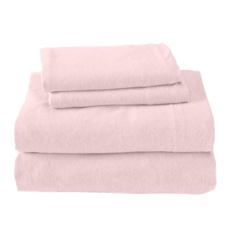 Premium Heathered Melange T-Shirt Jersey Knit Sheet Set - California King - Pink