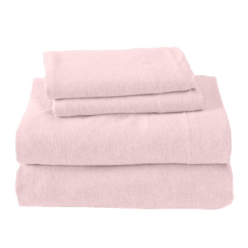 Premium Heathered Melange T-Shirt Jersey Knit Sheet Set - Queen - Pink