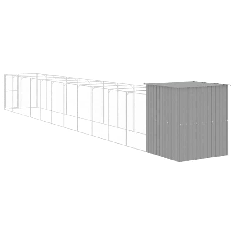 vidaXL Dog House Outdoor Dog Kennel Crate Shelter with Run Galvanized Steel