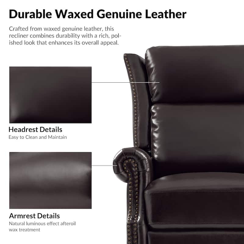 Viviana Traditional Genuine Leather Manual Swivel Glider Recliner by HULALA HOME