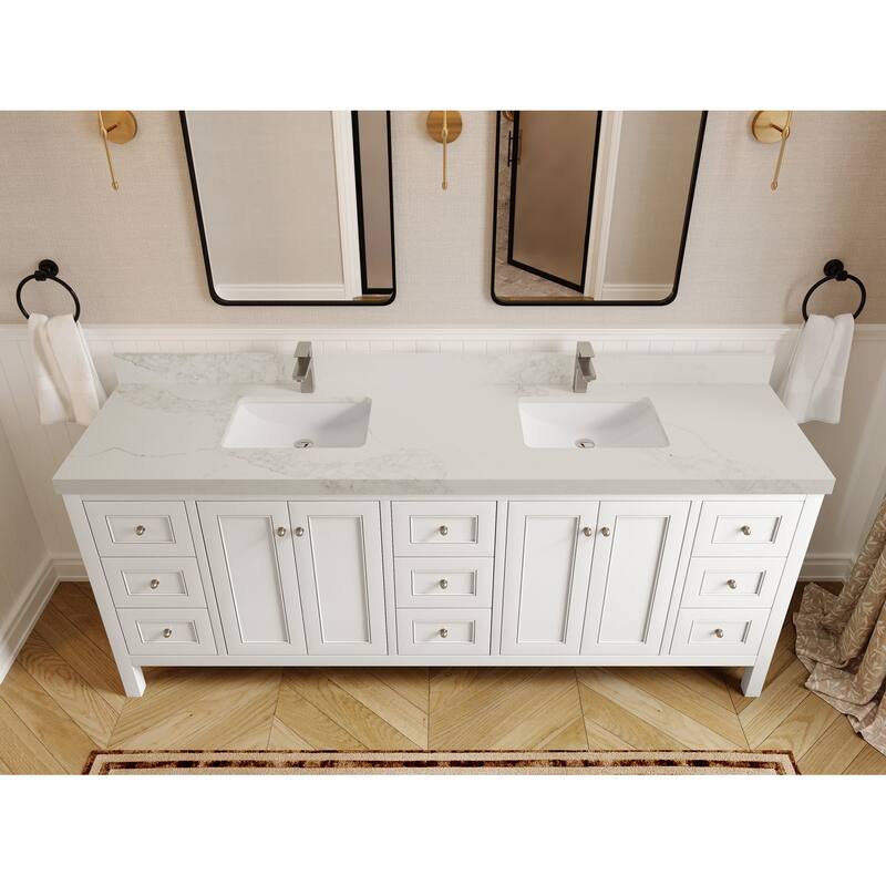Willow Collections 84 in. W x 22 in. D Nashville Double Bowl Sink Bathroom Vanity with Countertop