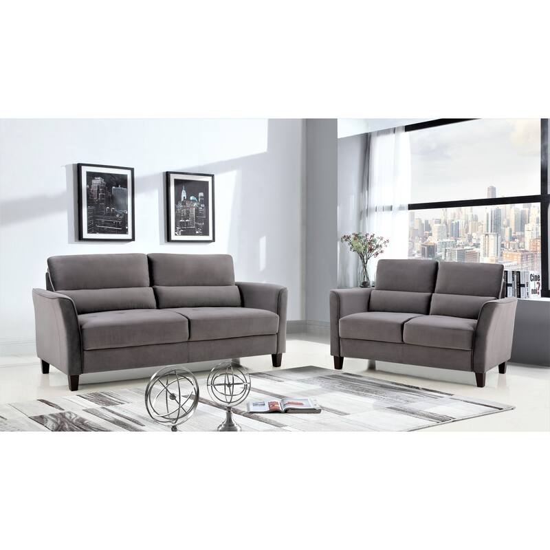 Chole Velvet Living Room Set- Sofa and Loveseat - Grey