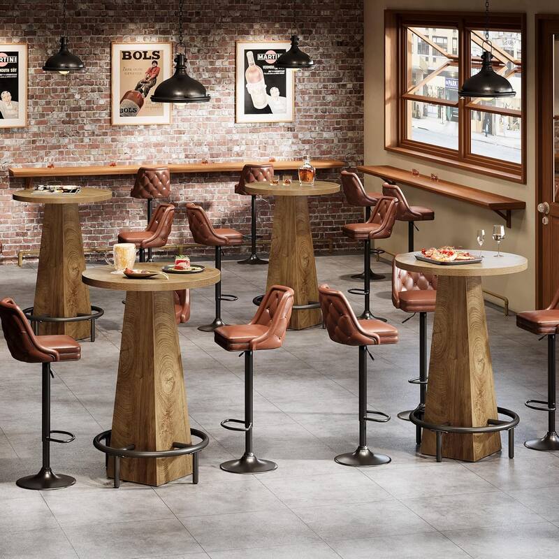 Small Bar Table, 37.4" High Round Pub Table (Only Table)