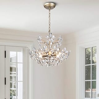 Rosa 6-Light Brushed Silver-ish Champagne Flower Crystal Chandelier