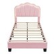preview thumbnail 4 of 16, Twin Size Flower-Shaped Upholstered Bed with Adjustable Headboard and LED Lighting