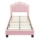 preview thumbnail 13 of 16, Twin Size Upholstered Flower-Shape Bed with LED Light Strip, Sherpa Fabric Platform Bed with Wooden Slats Support, White