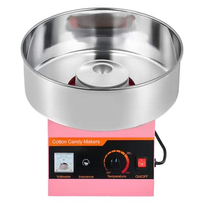 Pink Stainless Steel Electric Cotton Candy Machine with Overheat Guard and 1000W Power - 14.96x14.96x13.31 in