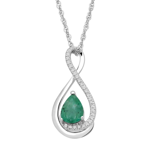 5/8 ct Natural Emerald Pendant with Diamonds in Sterling Silver