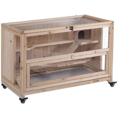 PawHut Extra Large Wooden Hamster Cage and Habitat Playground with 3 Ladders and 2 Huts, Syrian & Dwarf Hamster Cage