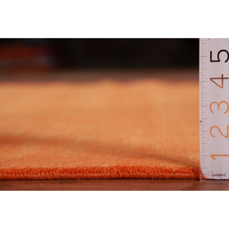 Hand Knotted Oriental 100% Wool Carpet Modern Solid Oranges & Rust Gabbeh Area Rug - 9' 2'' X 6' 0''