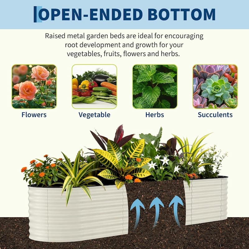 2 PCS 8x2x2 FT Galvanized Steel Raised Garden Bed, Planter for Vegetables, Flowers with Anti-Cut Strips - N/A