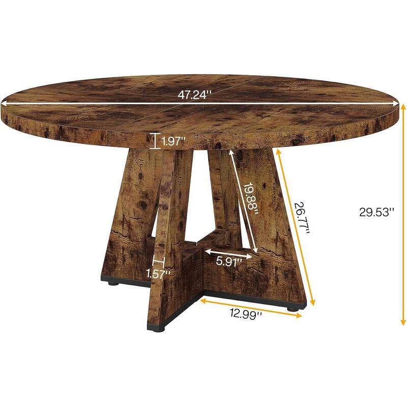 47" Round Conference Table Meeting Room Table with Thickened Top Wood Base Modern Training Desk for Conference/Seminar Room