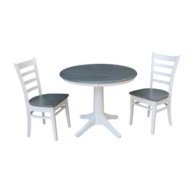 36" Round Top Pedestal Table With 2 Emily Chairs - Set of 3 Pieces
