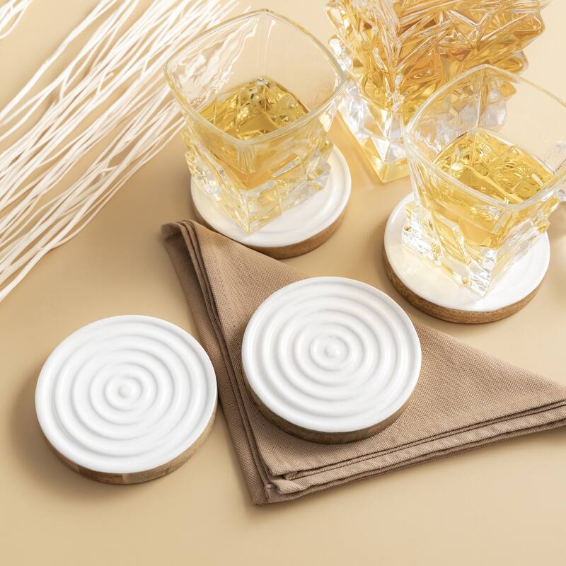 Mango Wood Round Coaster Set Of 4