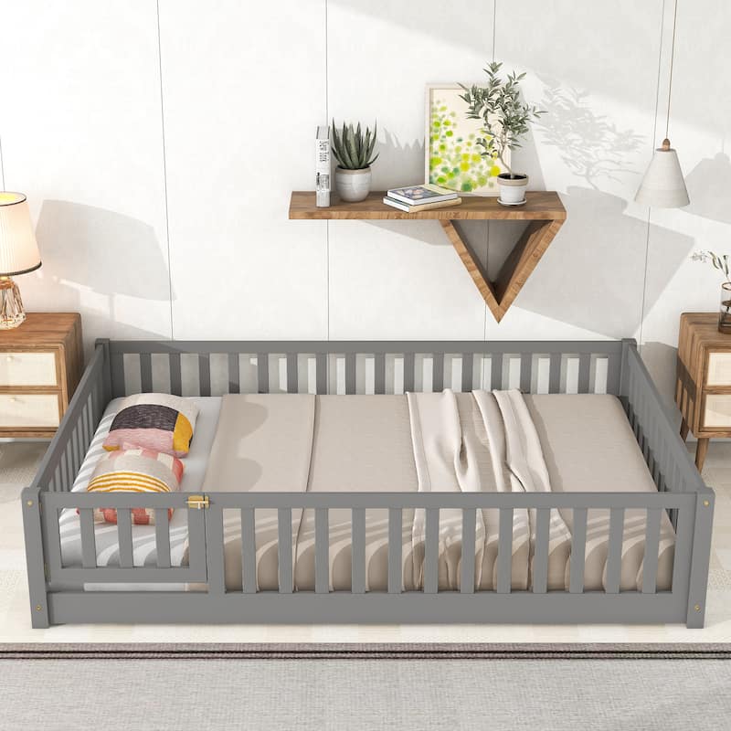 Full Floor Platform Bed - Grey