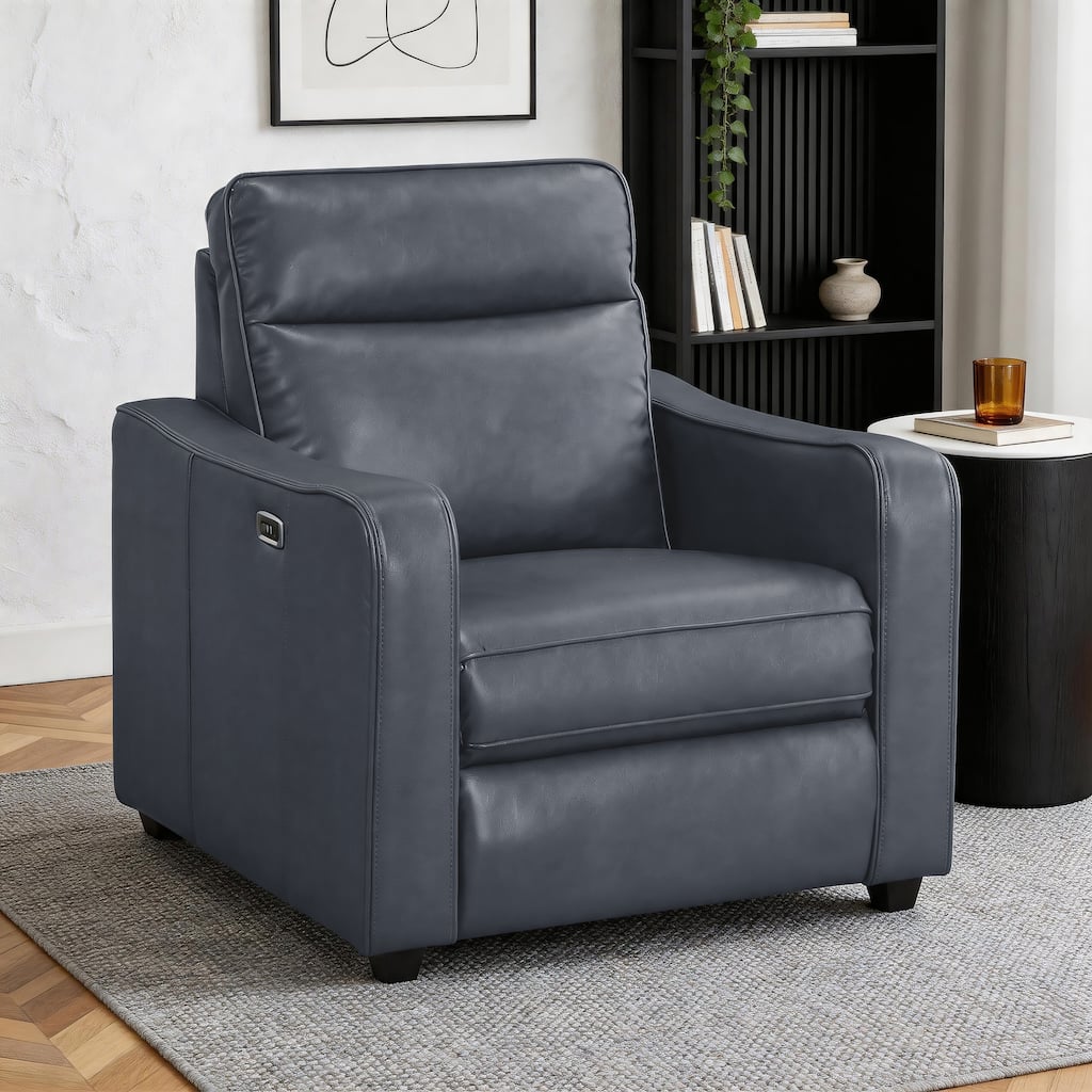 Orlin 34" Faux Leather Power Reclining Chair with Curved Track Arms