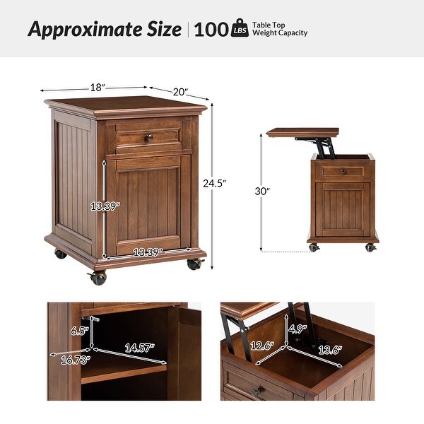 Kevin 18''W Traditional Lift-top End Table with Built-in Kevin 18''W Traditional Lift-top End Table with Built-in