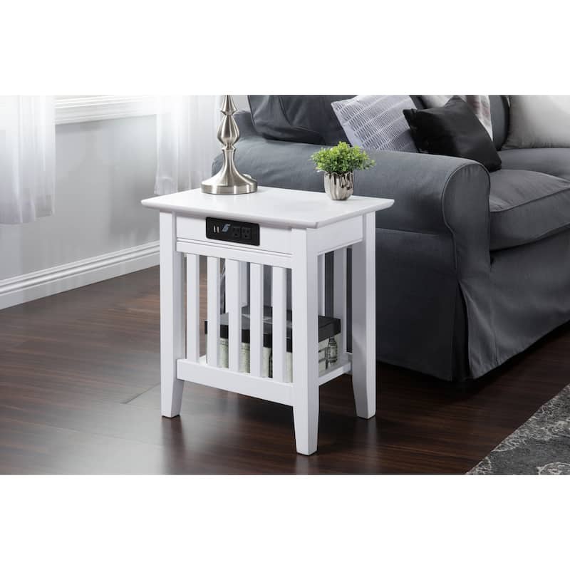 Side Table with USB Charger - HomeStock Accent Table for Couch & Chair - Modern Living Room Table - 14