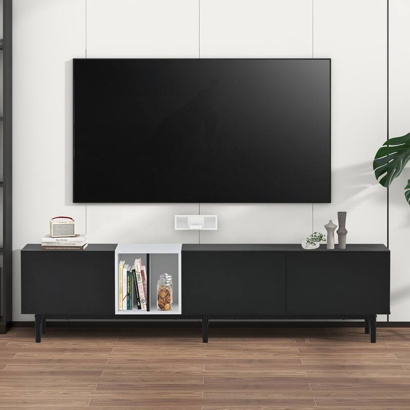 3 Doors TV Stand for TVs Up to 80", Flat Screen TV Console Media Cabinet with Large Storage Cabinet, Home Entertainment Center