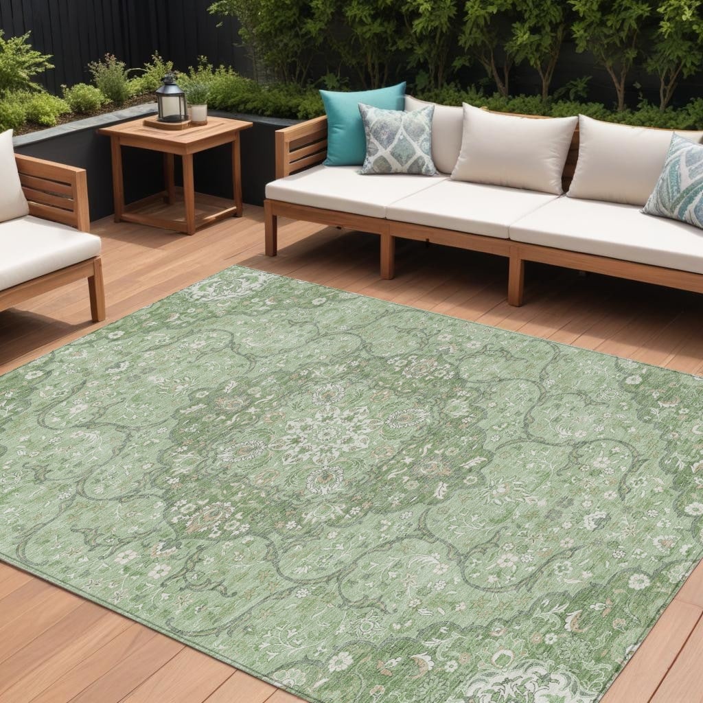 HomeRoots Medallion Traditional Rectangle Outdoor Rug