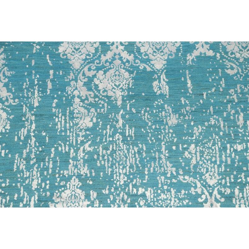 Wool/ Silk Vegetable Dye Distressed Versace Oriental Area Rug Handmade - 6'1" x 9'1"