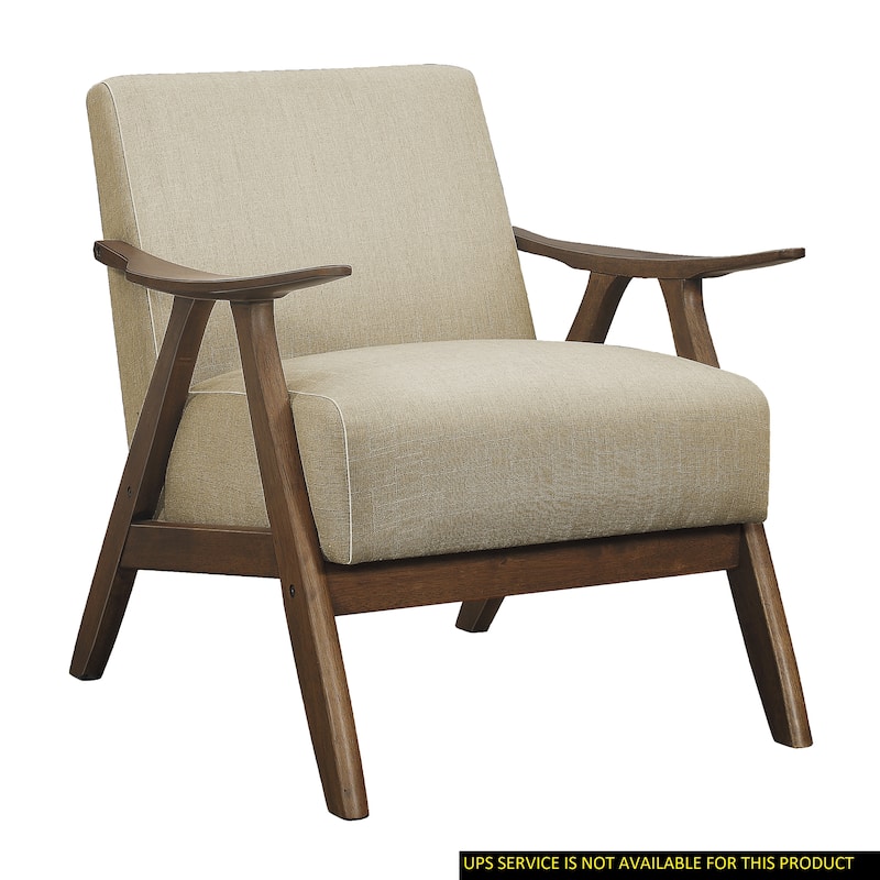 Modern Dark Gray Fabric Upholstered 1pc Accent Chair Cushion Back and Seat Walnut Finish Solid Rubber Wood Furniture - Light Brown